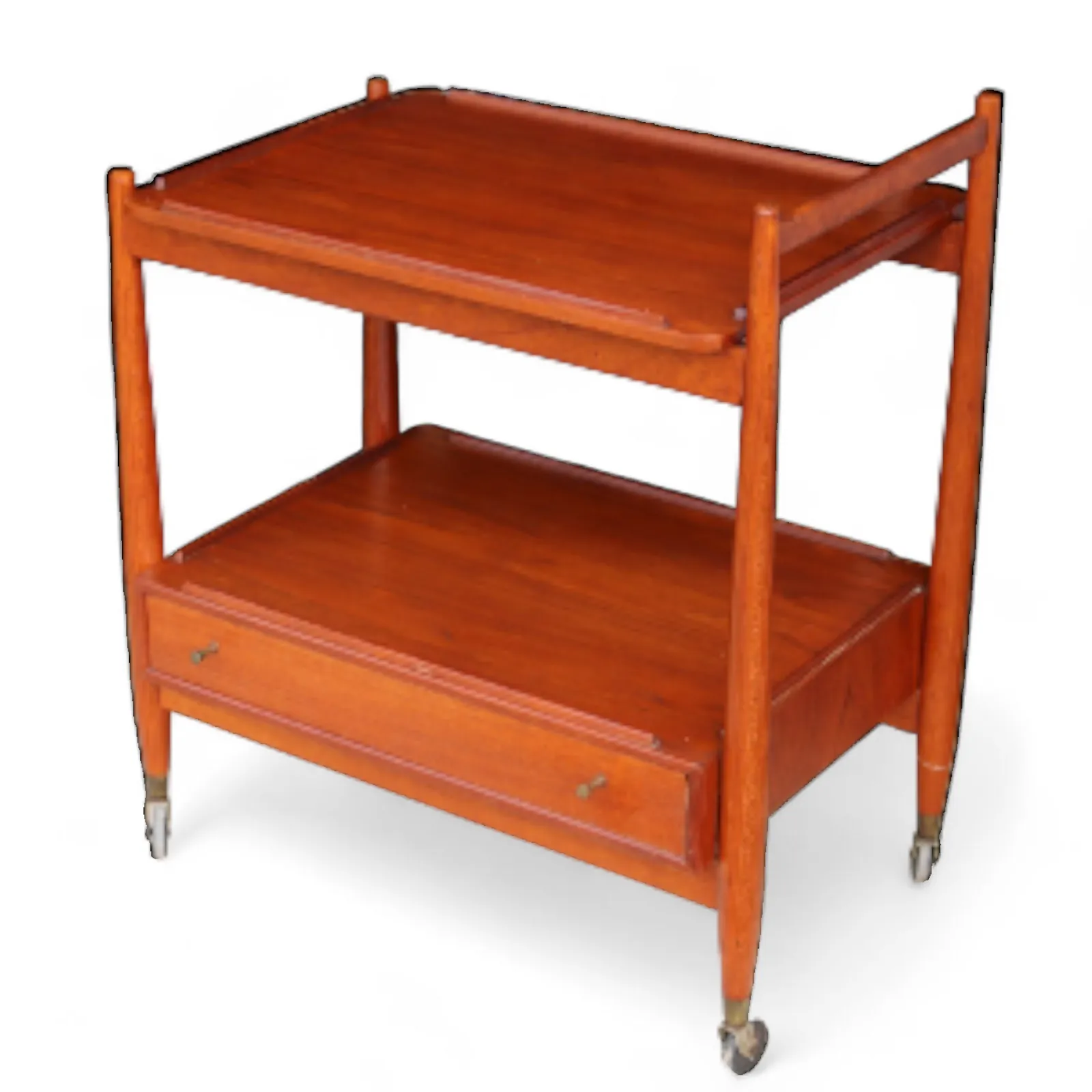Mid Century White & Newton Teak 2 Tier Serving/Cocktail Trolley photo for sale