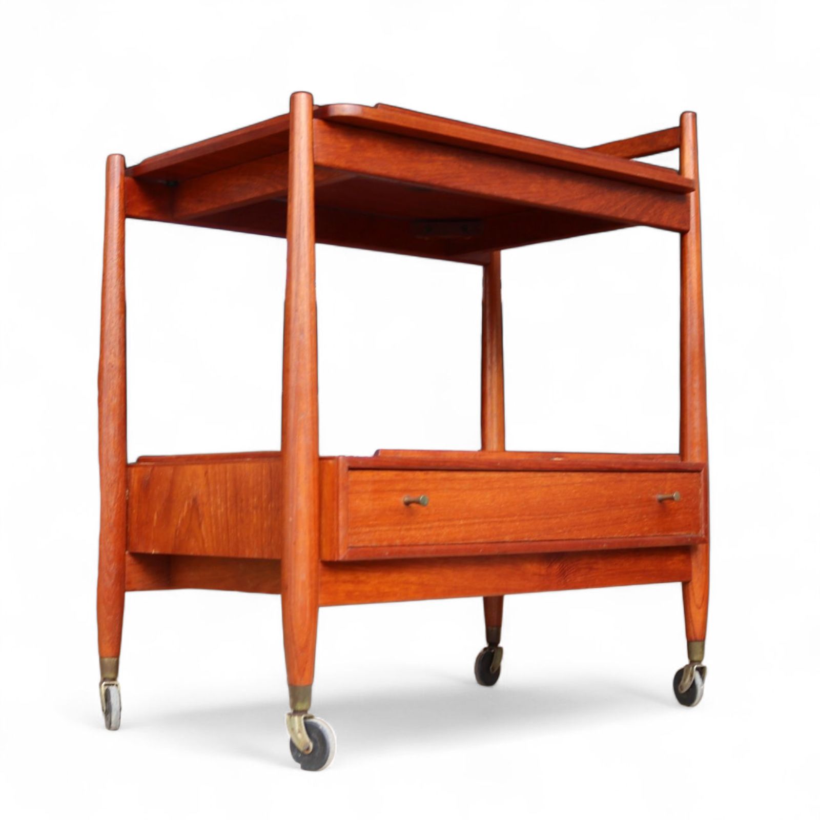 photo for sale Mid Century White & Newton Teak 2 Tier Serving/Cocktail Trolley