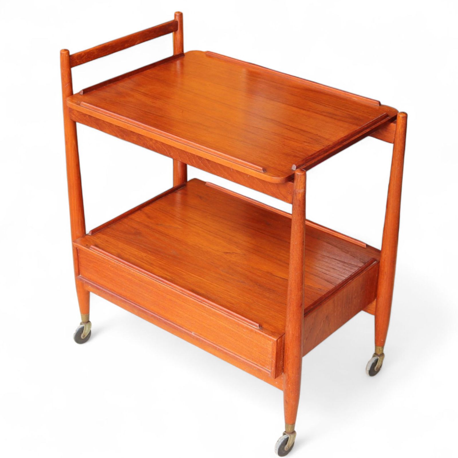 175.0 Mid Century White & Newton Teak 2 Tier Serving/Cocktail Trolley photo