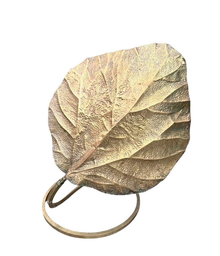 A Large Italian 1970s Double Brass "Rhubarb Leaf" Table Lamp By Tommaso Barbi photo buy