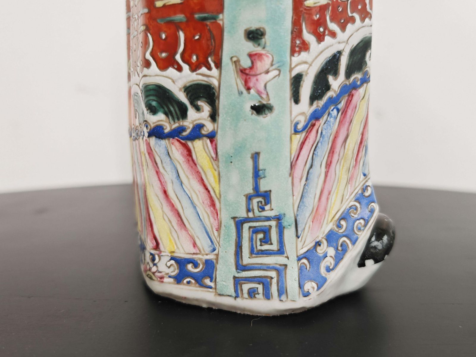 Art Antique Famille Rose Porcelain Immortal Figurine Sculpture, 19th Century photo