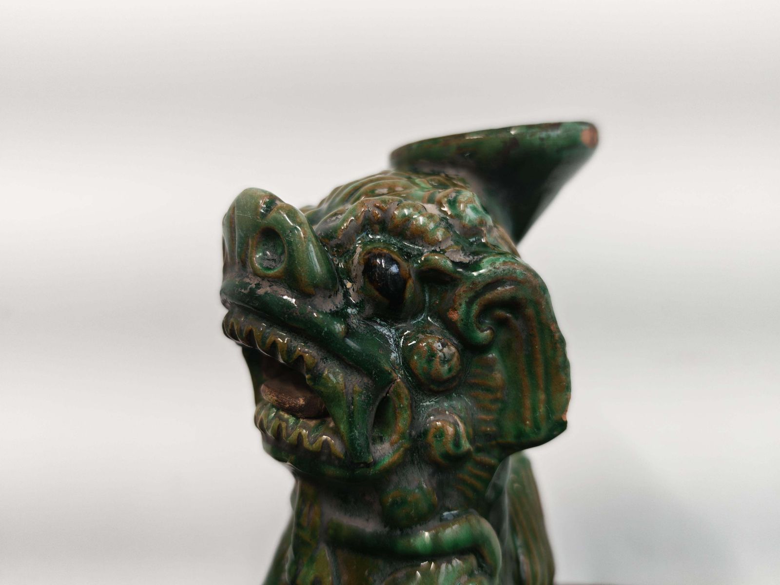 Pair Of Antique Foo Dogs Candle Holders In Ceramic, China 19th Century photo furniture