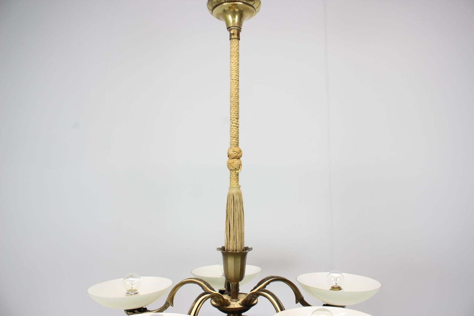 Art Nouveau Brass And Glass Chandelier, 1910s photo 1003.0