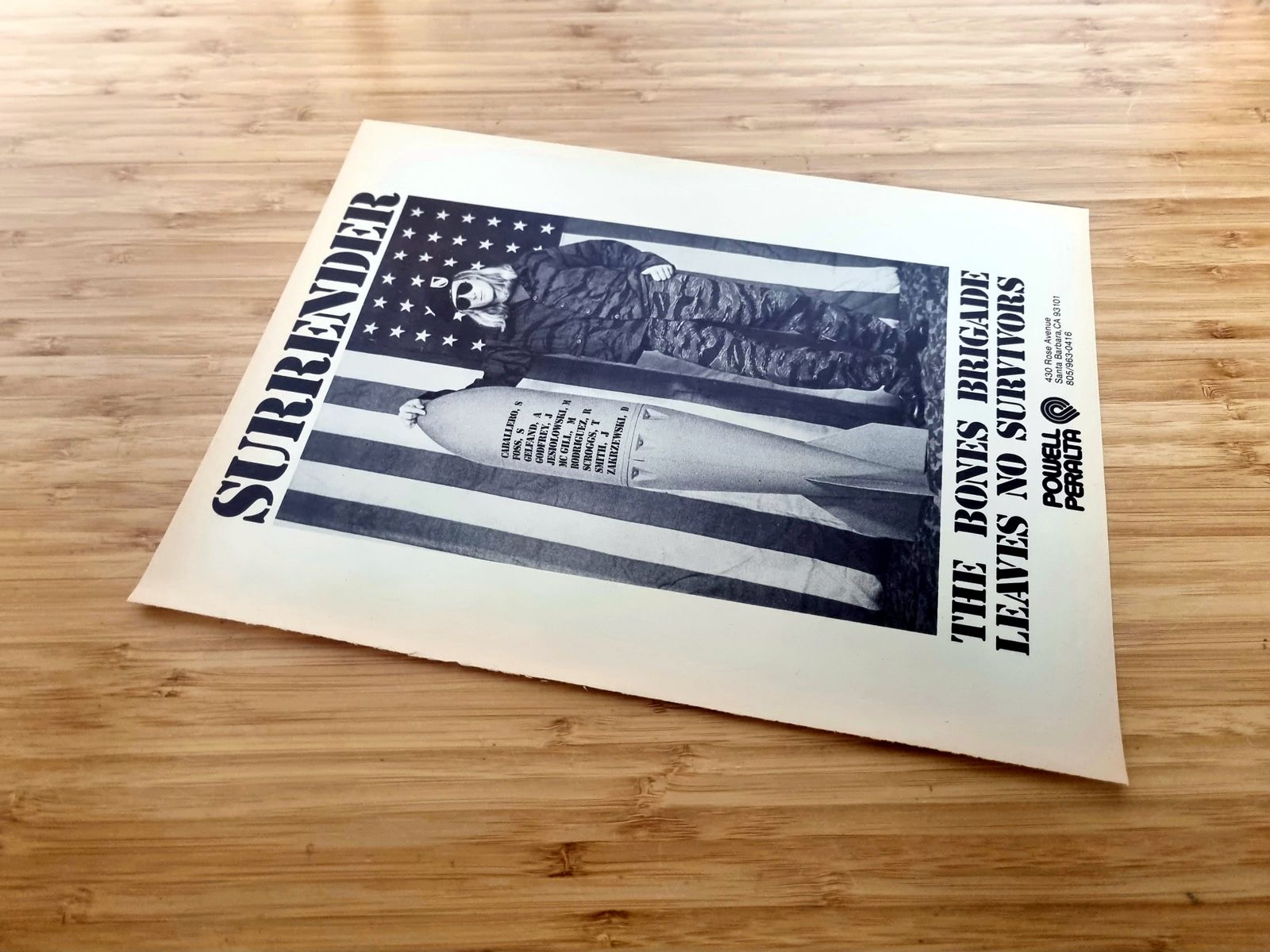 Skate Shop Art, Powell Peralta Bones Brigade 1980s Ad, Surrender Poster photo Art