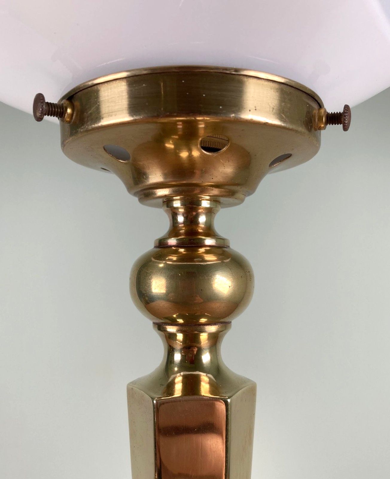 Art Deco Table Lamp Base With Hexagonal Glass Light Shade C1930s Rewired photo buy