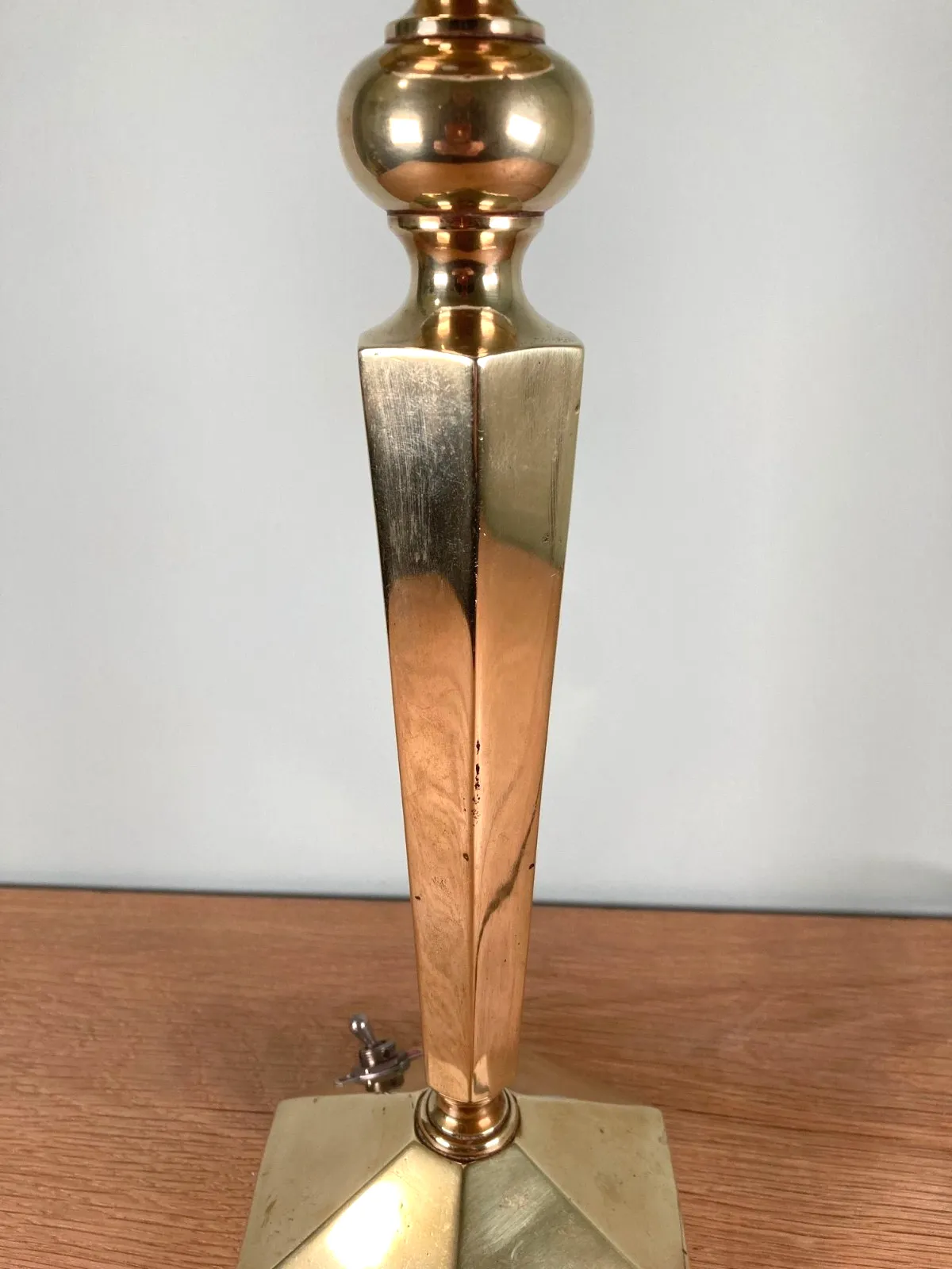Art Deco Table Lamp Base With Hexagonal Glass Light Shade C1930s Rewired photo vintage