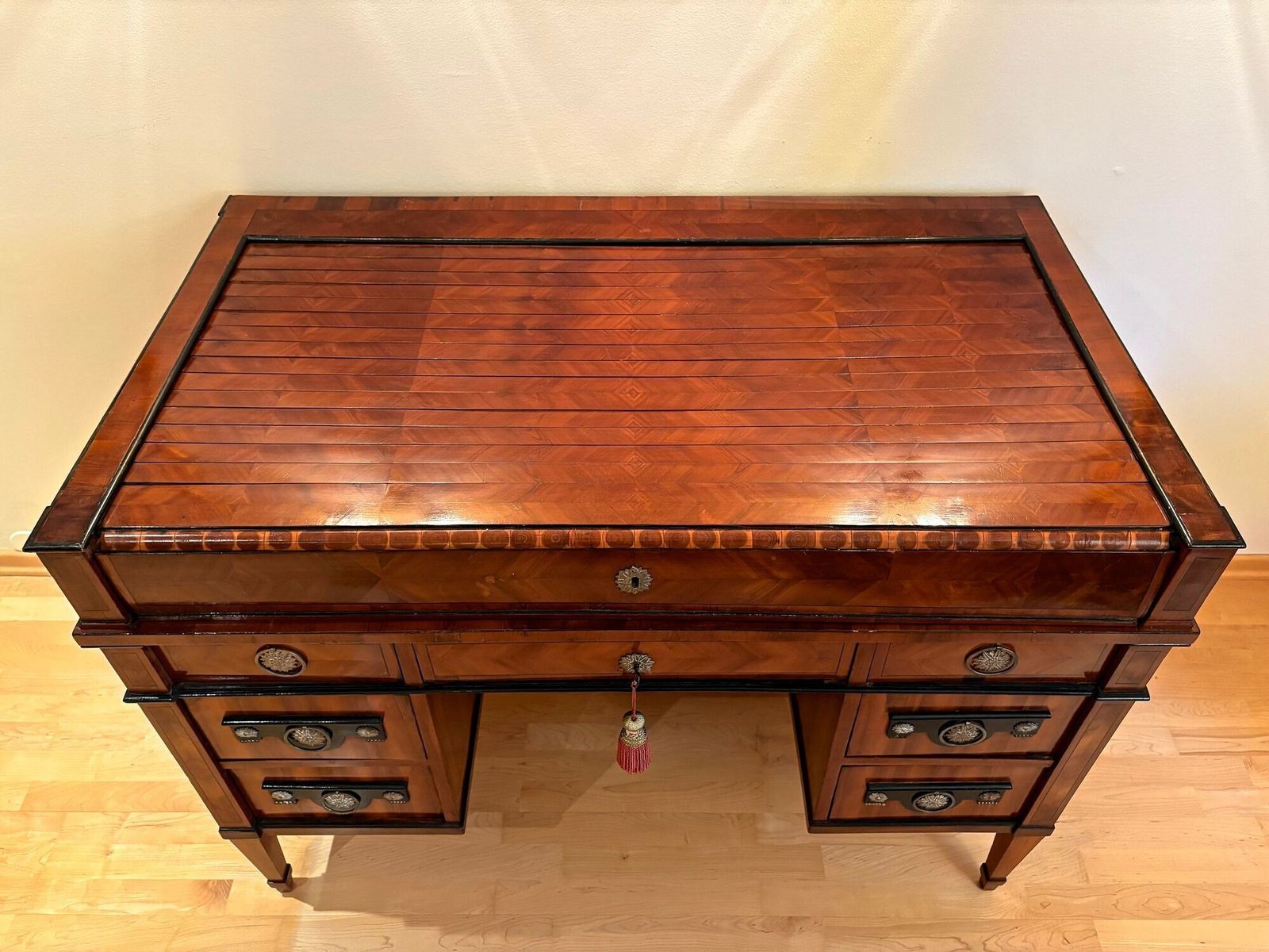 19th Century Empire Writing Desk With Roll Top, Nutwood, Austria Ca. 1800 photo for sale