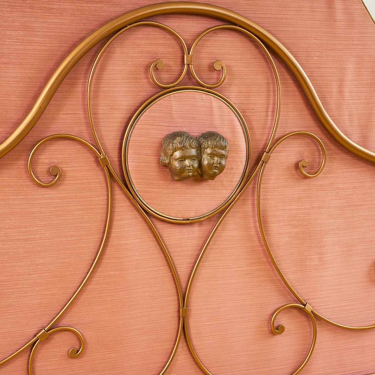 Elegant Wooden And Metal Headboard photo furniture