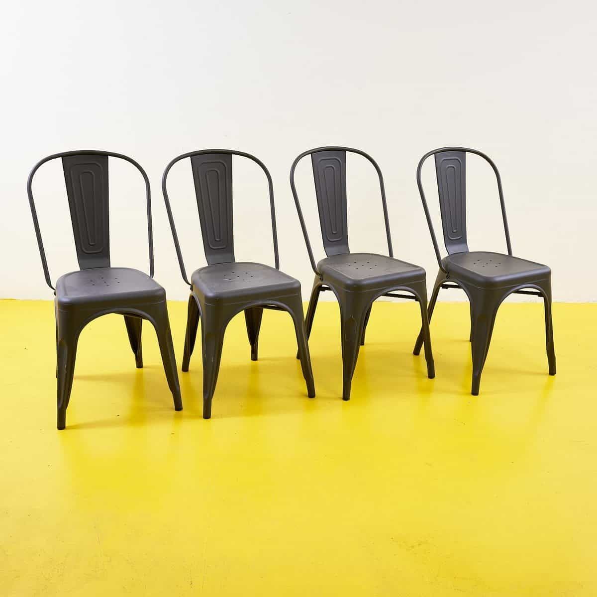 Elegant 4 Piece Industrial Style Metal Chairs