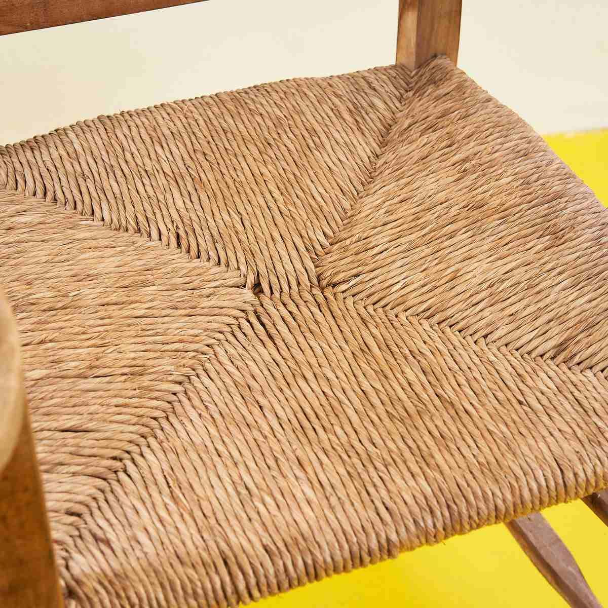 Rustic Wooden High Chair From The Early 1900s With Straw Seat photo Furniture