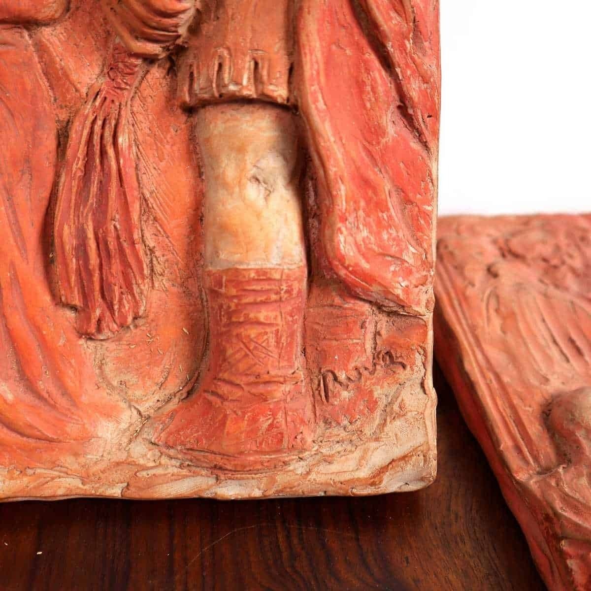 Pair Of Terracotta Bas Reliefs Of Sacred Art photo for sale