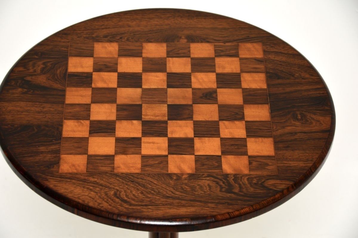 Antique Victorian Inlaid Rosewood Chess Table photo 1099.0