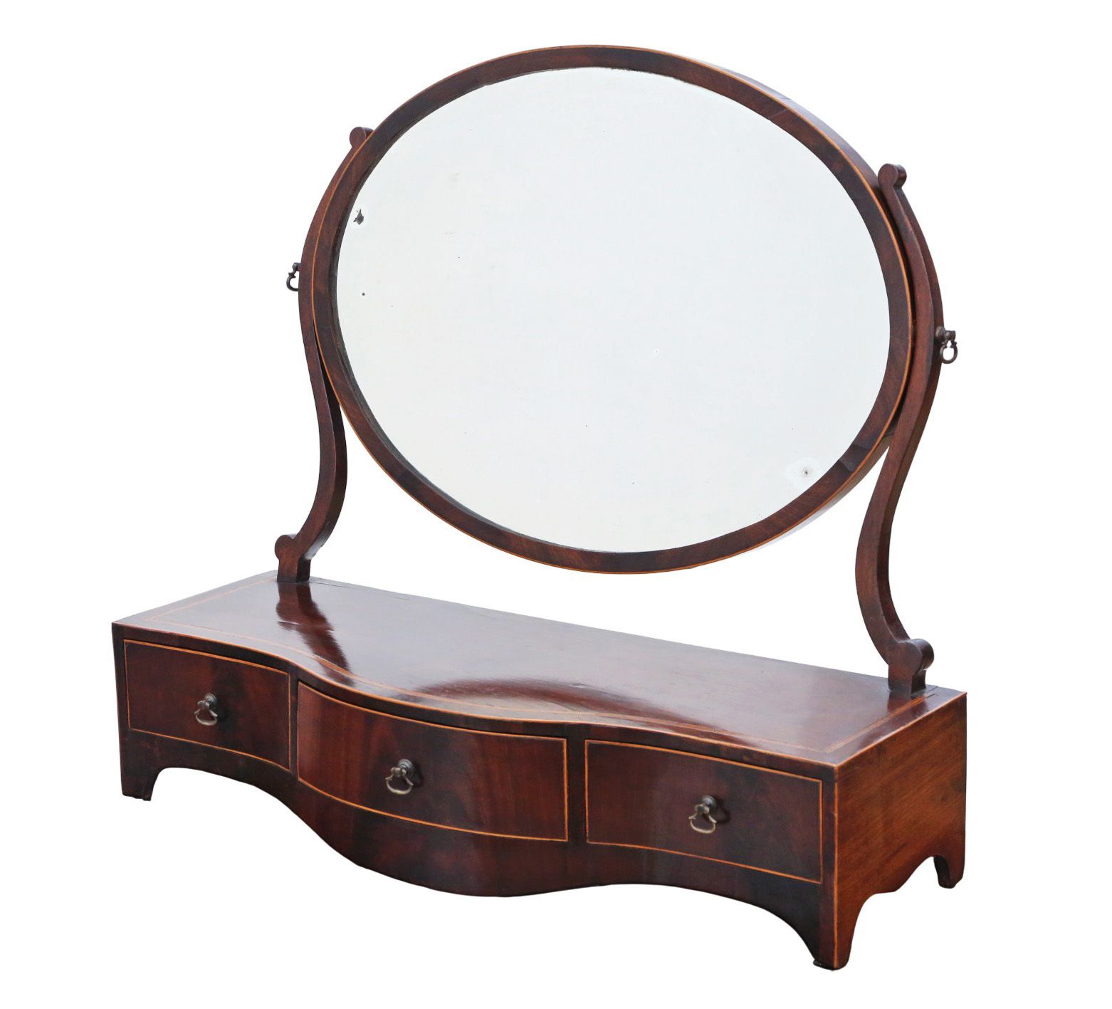 Antique Early 19th Century Inlaid Mahogany Dressing Table Swing Mirror – Fine Quality