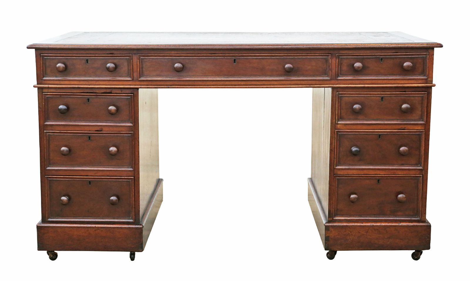 Antique Victorian C.1860 Mahogany Twin Pedestal Writing Desk – Quality Furniture photo 2495.0
