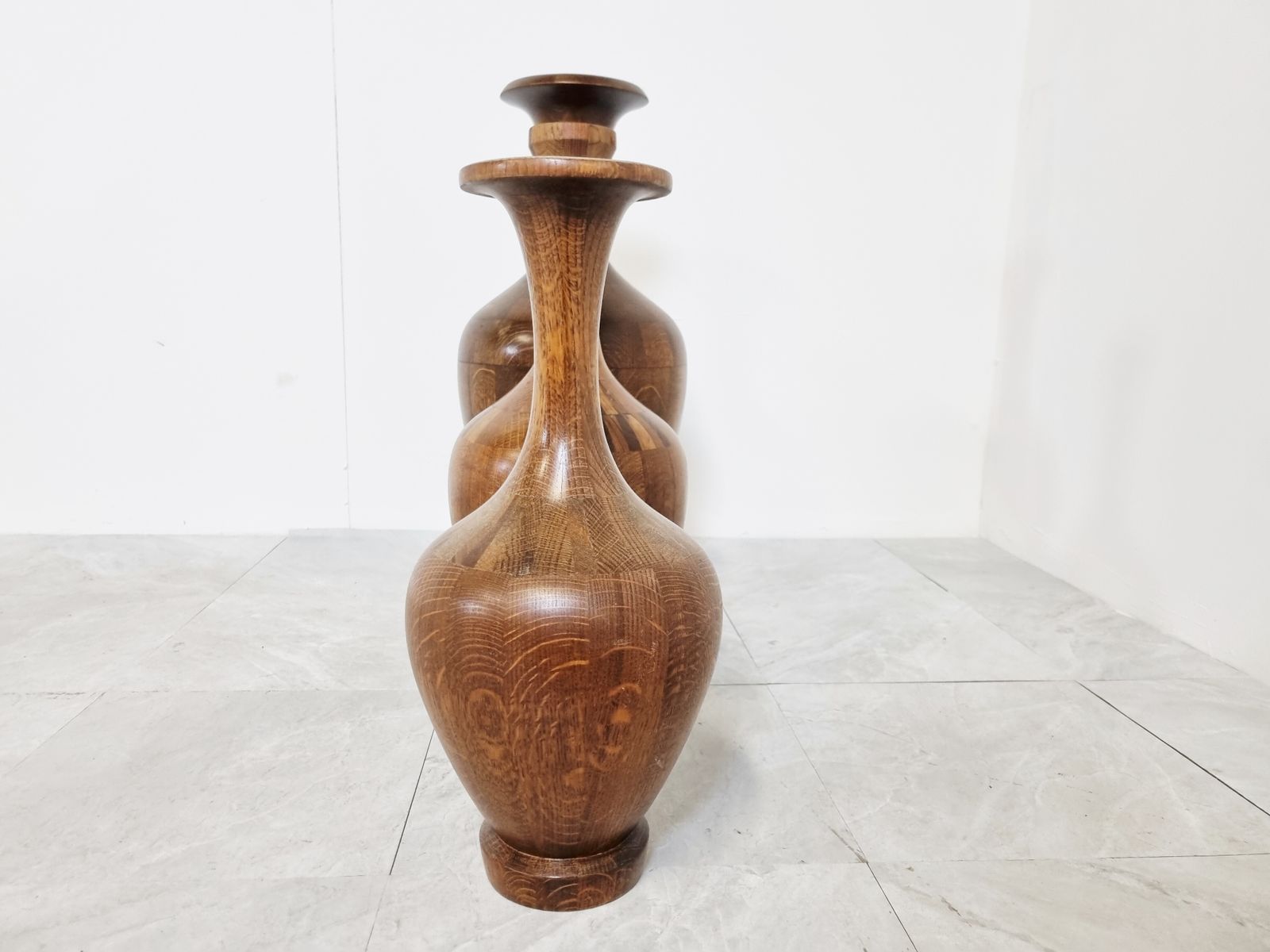 Vintage Wooden Vases By Maurice Bonami, Set Of 3, 1970s photo vinterior