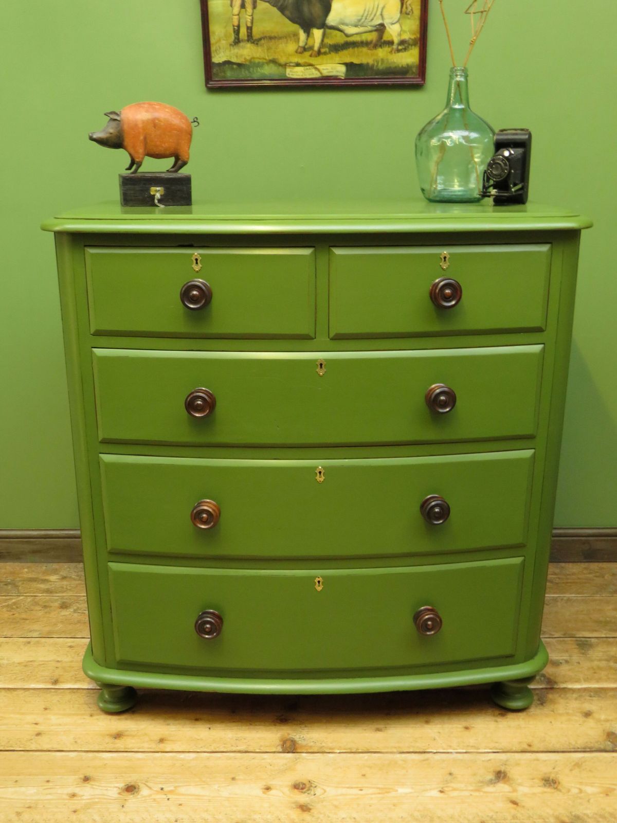 Antique Green Bow Chest Of Drawers photo Furniture