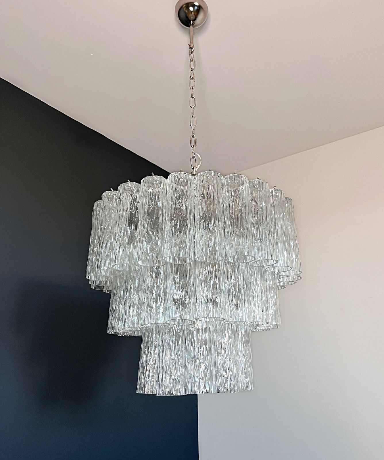 Large Three Tier Venini Murano Glass Tube Chandelier photo 1265.0