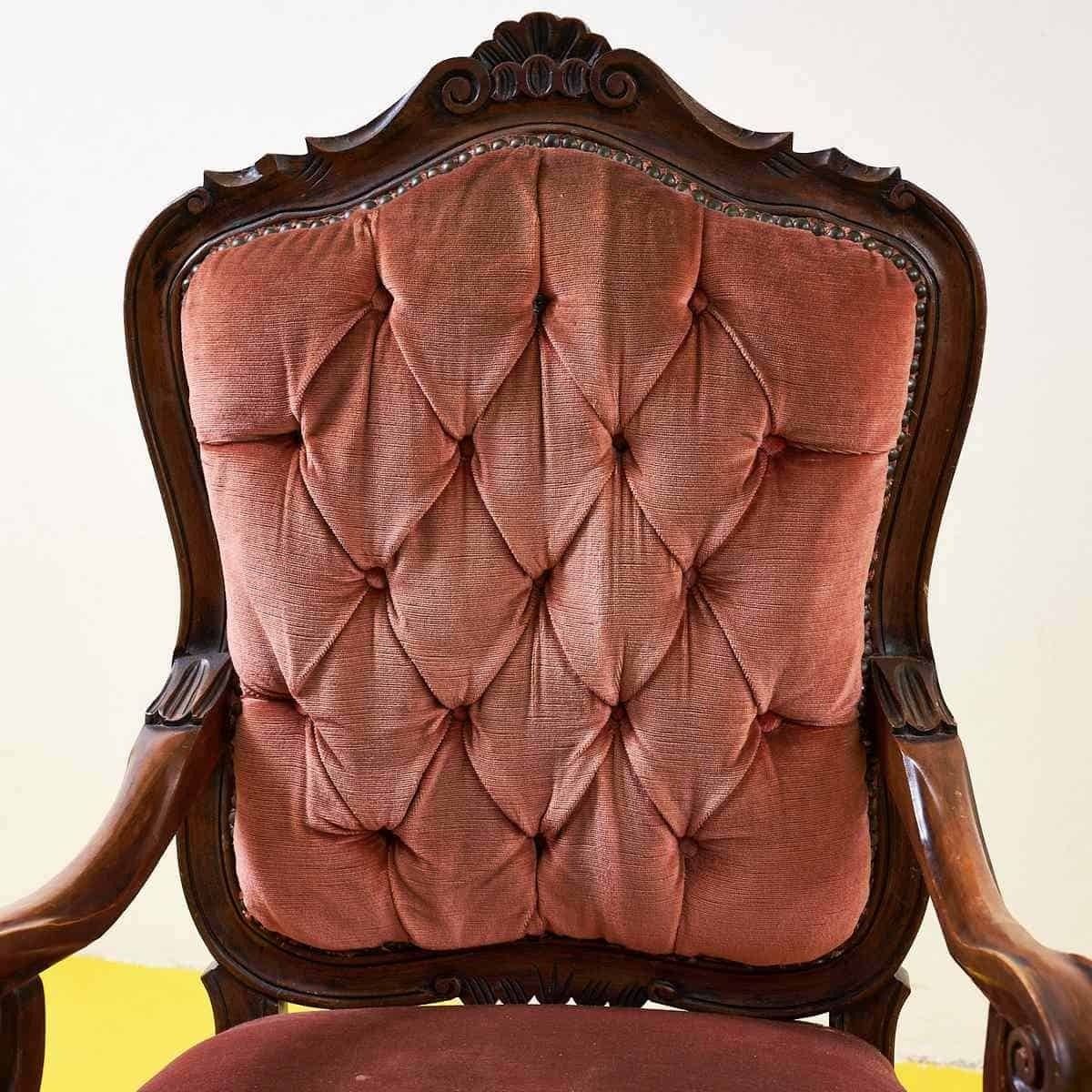 Pair Of Vintage Wooden And Velvet Armchairs photo 655.0