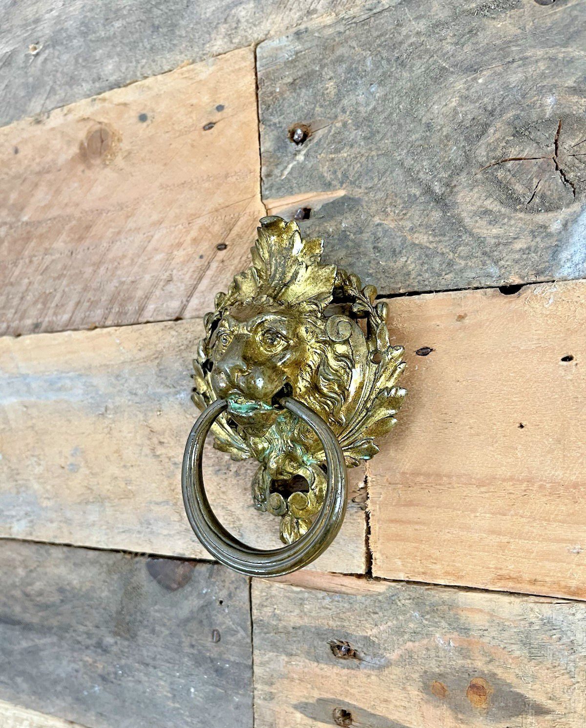 photo vinterior 1 Quality French Antique Lions Head Mask Gilt Brass Door Knocker Or Handle Pull