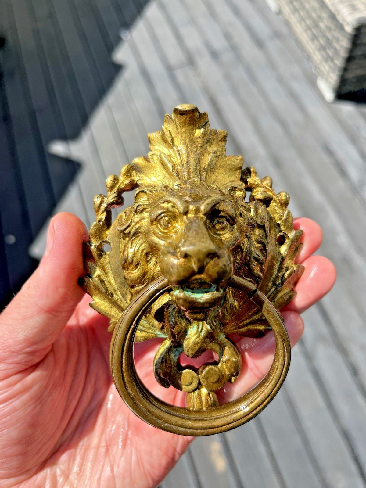 photo buy 1 Quality French Antique Lions Head Mask Gilt Brass Door Knocker Or Handle Pull