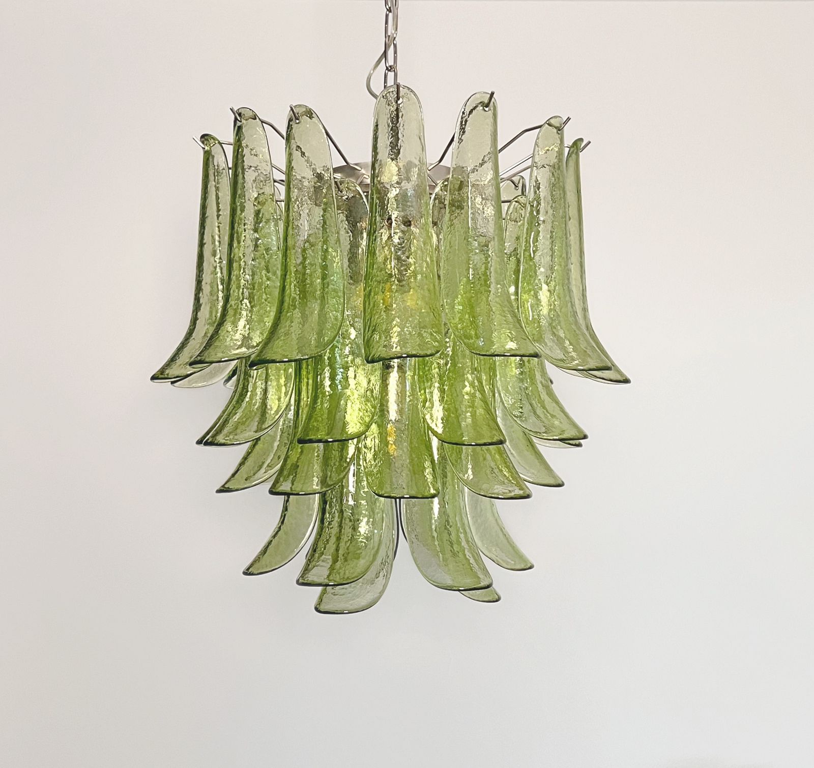 photo furniture Italian Vintage Murano Chandelier   Mazzega   41 Green Glass Petals