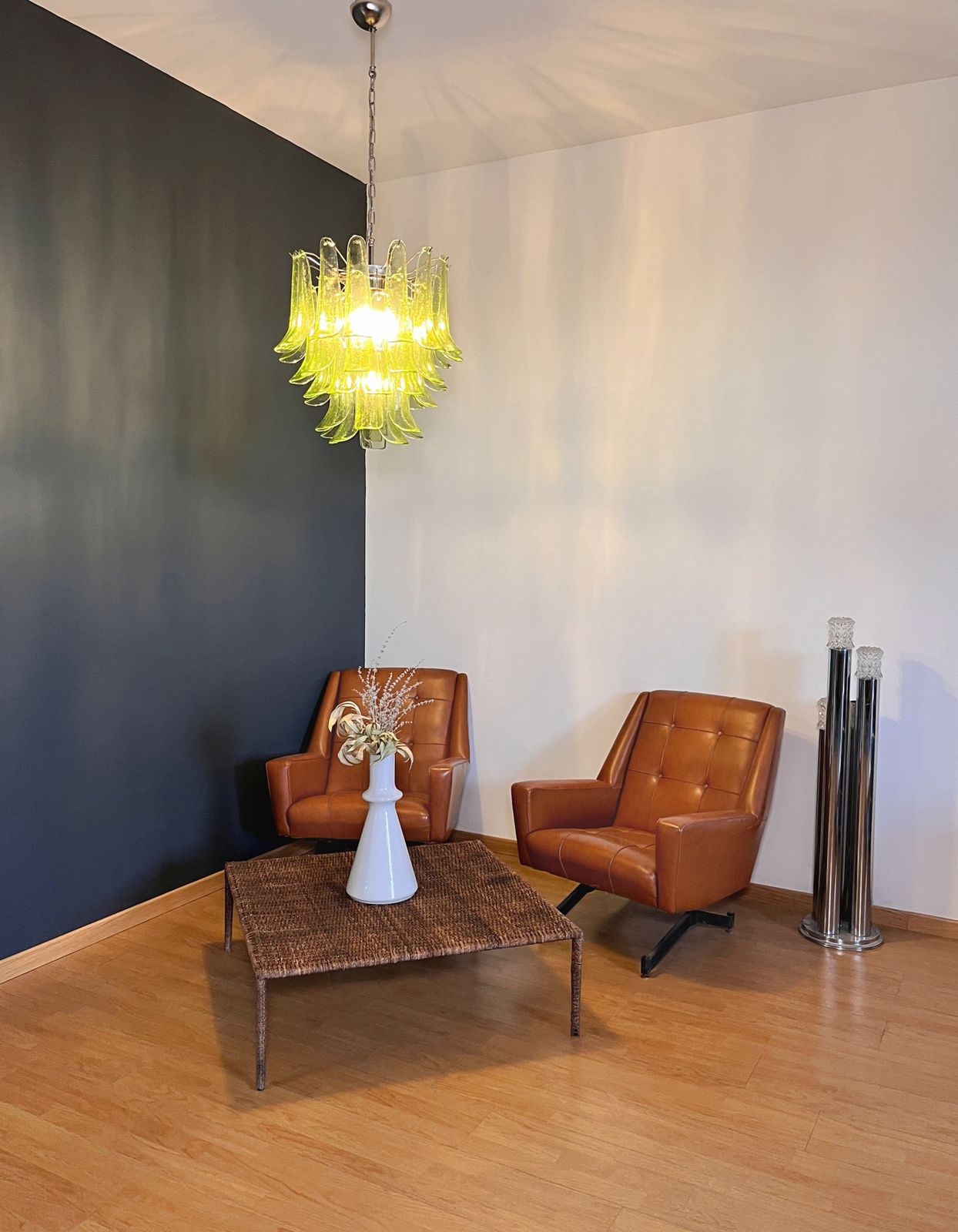 photo buy Italian Vintage Murano Chandelier   Mazzega   41 Green Glass Petals