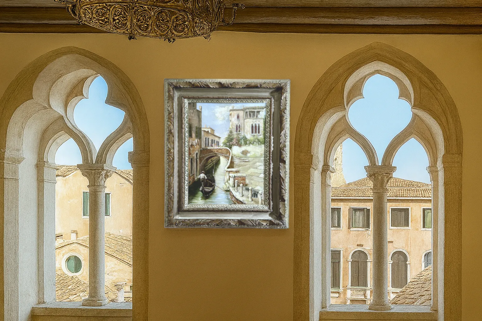 1400.0 Gondola In Venice / Oil On Canvas / 19th Century G. Lorini photo