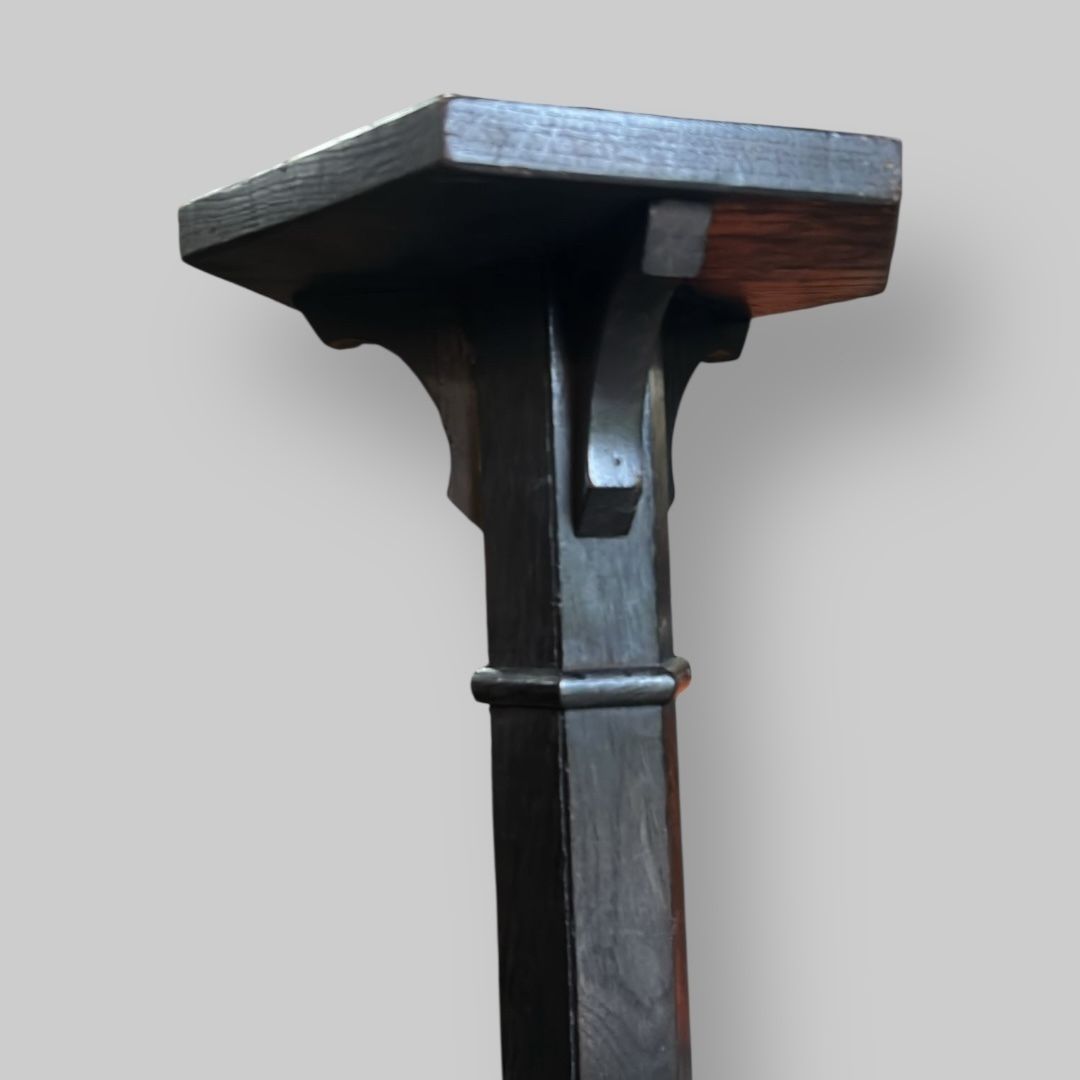 Gothic Revival Ebonised Oak Church Candlestand, C.1900 photo Home Decor