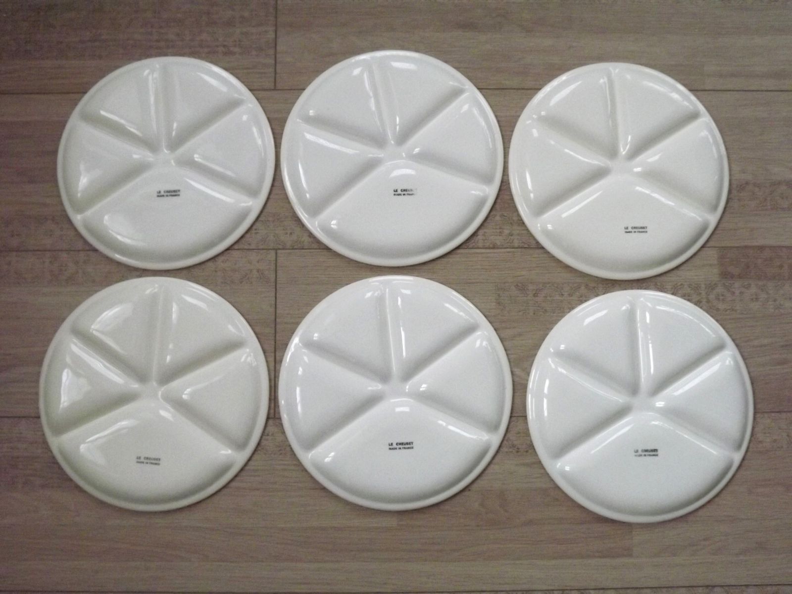 photo furniture Lot de 6 assiettes à fondue vintage Le Creuset - années 1960/70 - Made In France
