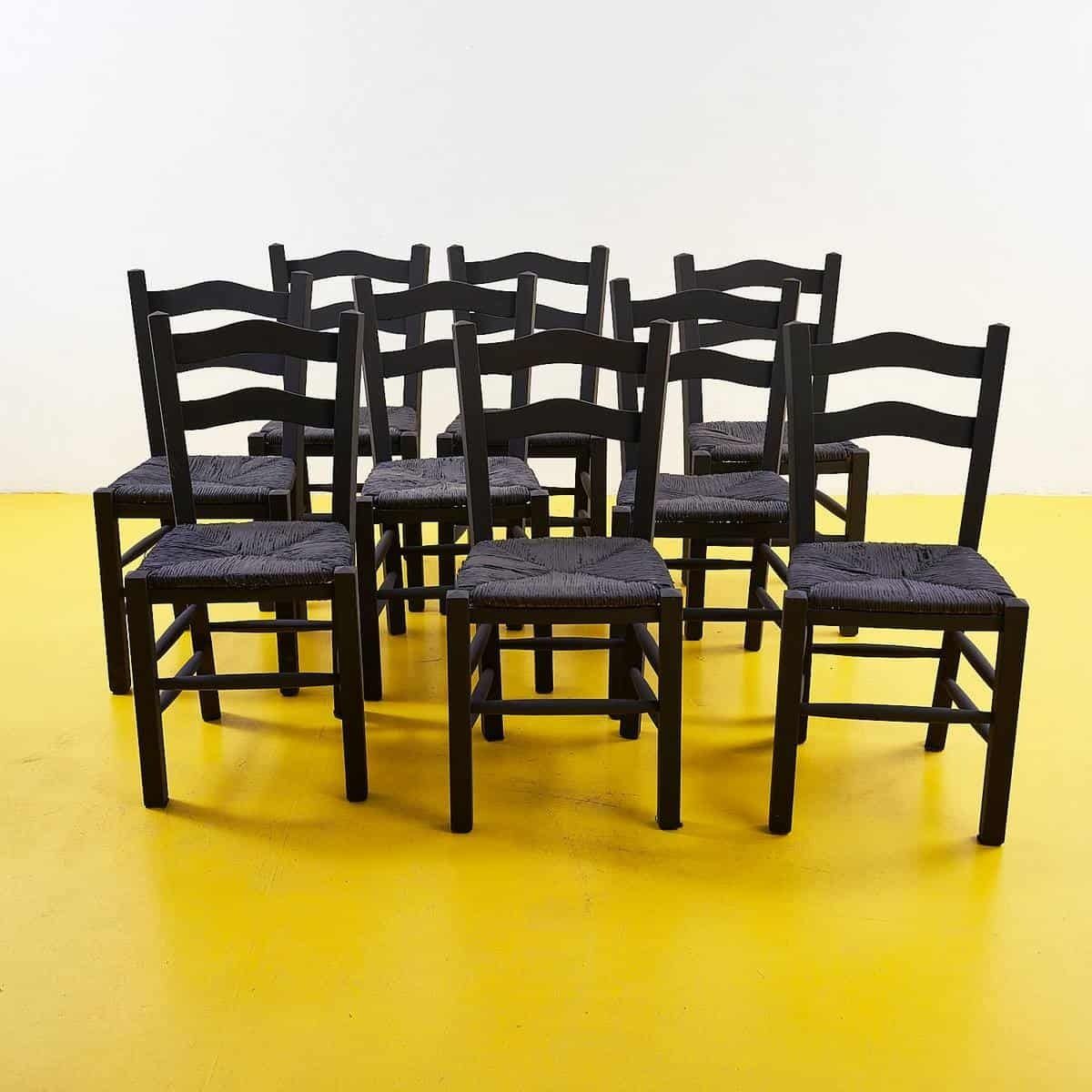 Elegant 9 Piece Black Wooden Chairs
