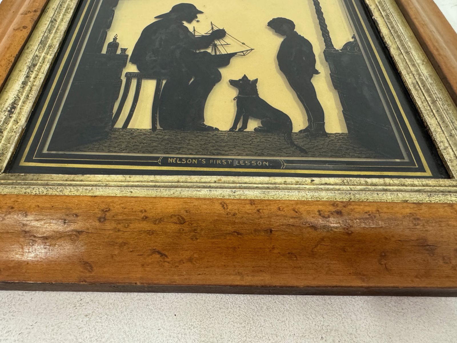 “Nelson’s First Lesson” Silhouette,  19th Century photo vinterior