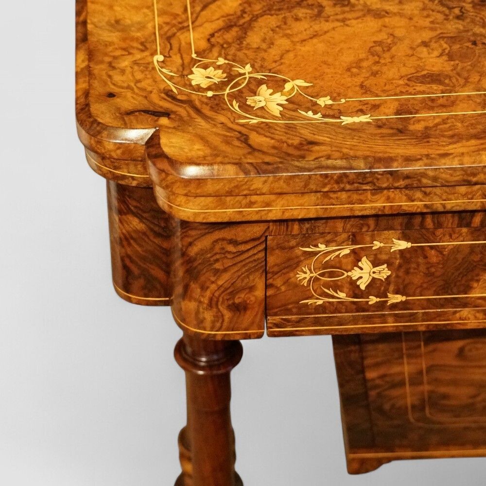 Victorian Inlaid Burr Walnut Combined Games And Worktable photo furniture