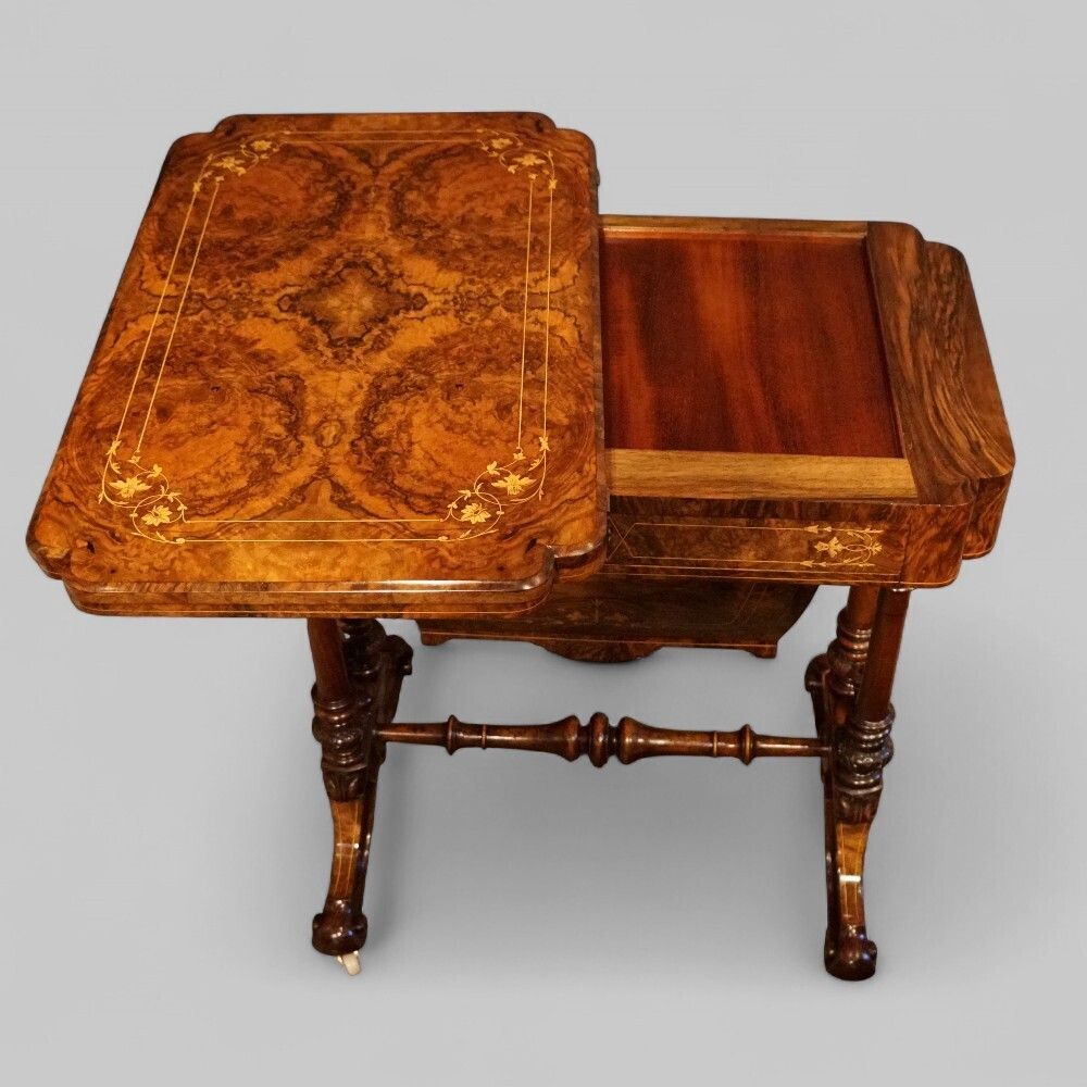 Victorian Inlaid Burr Walnut Combined Games And Worktable photo buy