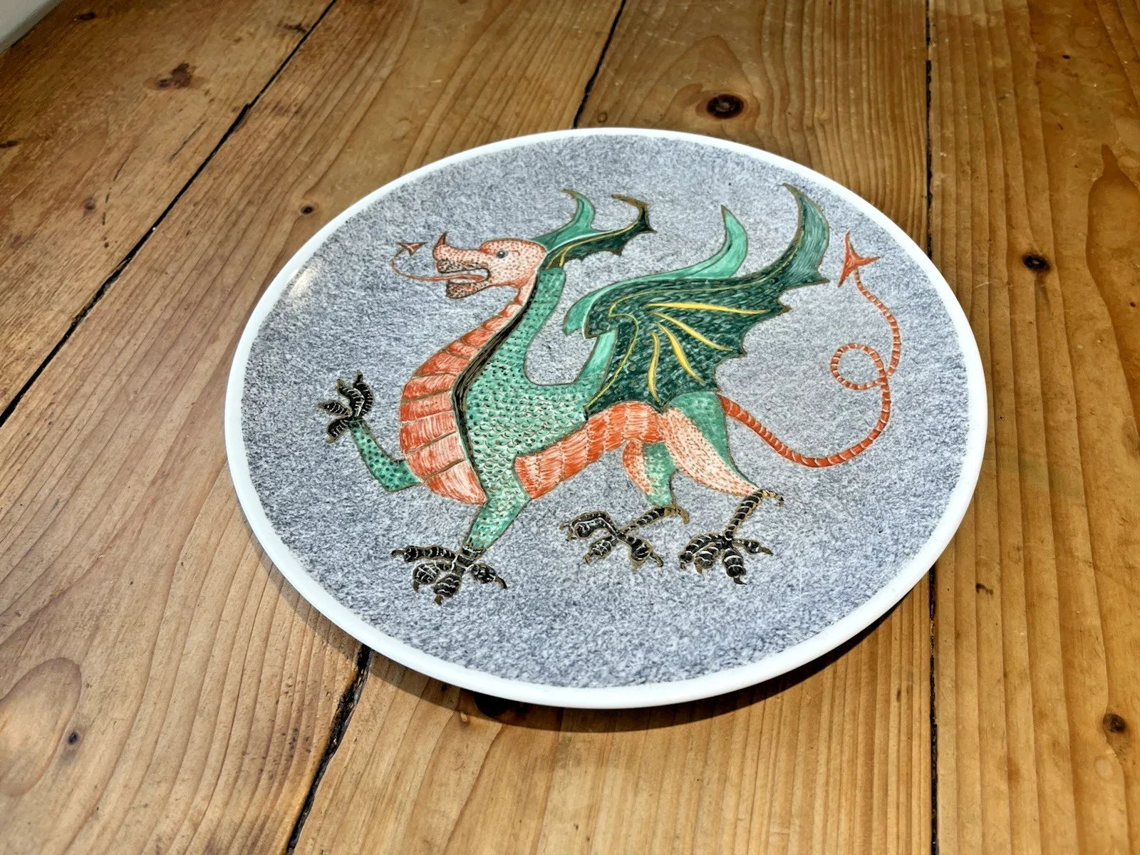 Large Vintage 50's Royal Doulton Welsh Dragon Cabinet Wall Charger Display Plate photo 60.0