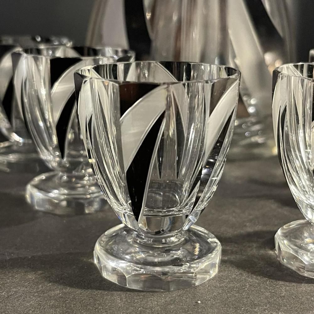 Liqueur Service In Cut Doubled Crystal By Karl Palda, 1930s, Set Of 8 photo 832.0