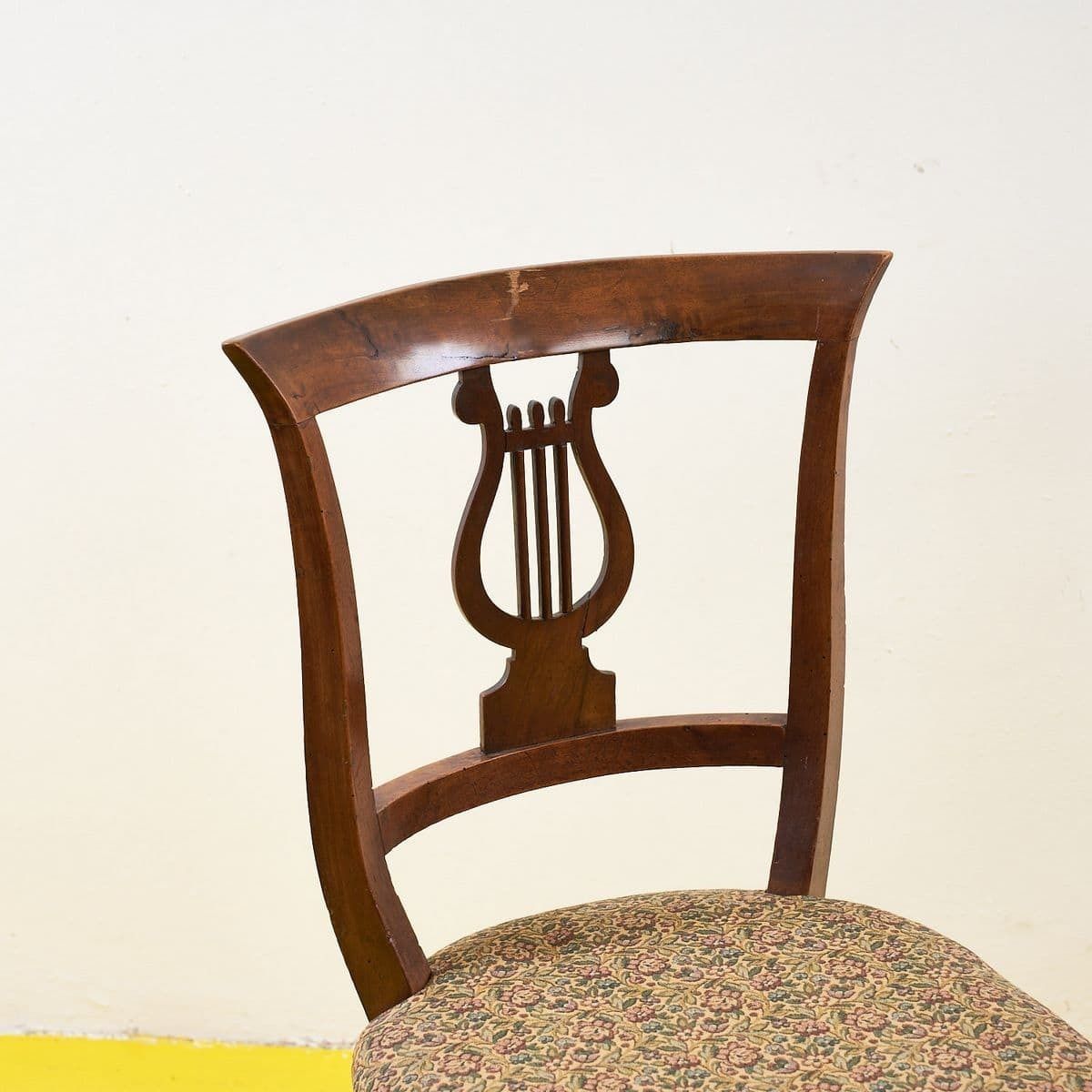 Antique Pair Of Wooden Chairs With Lyre Shaped Backs photo furniture