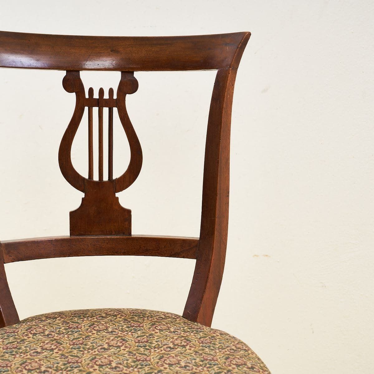 Antique Pair Of Wooden Chairs With Lyre Shaped Backs photo vinterior