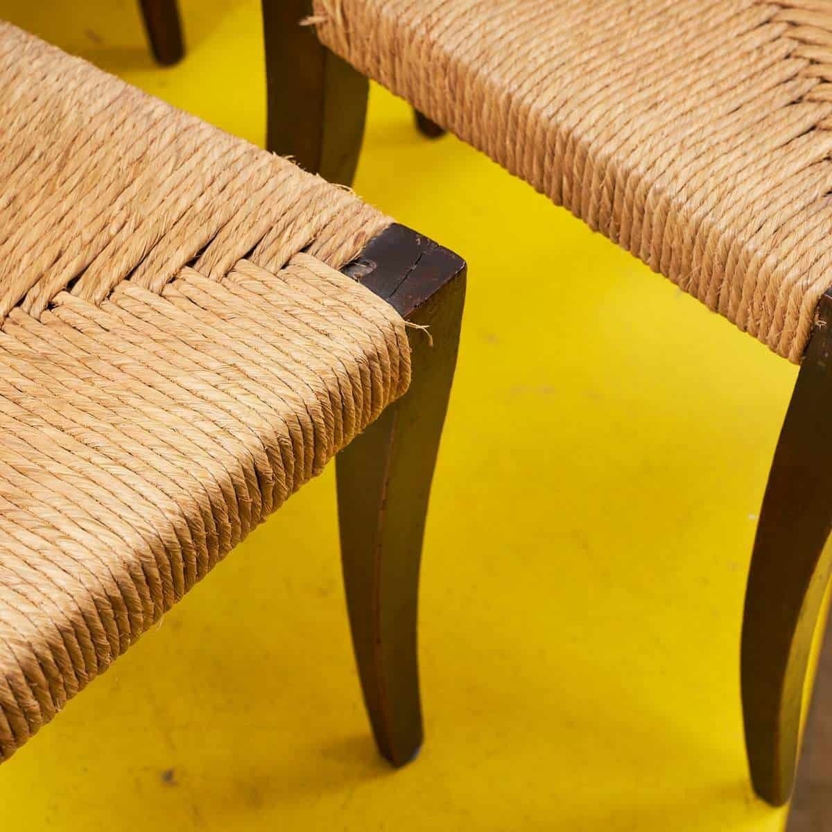 Antique Empire Wooden Chairs With Straw Seats, 6 Pieces photo Furniture