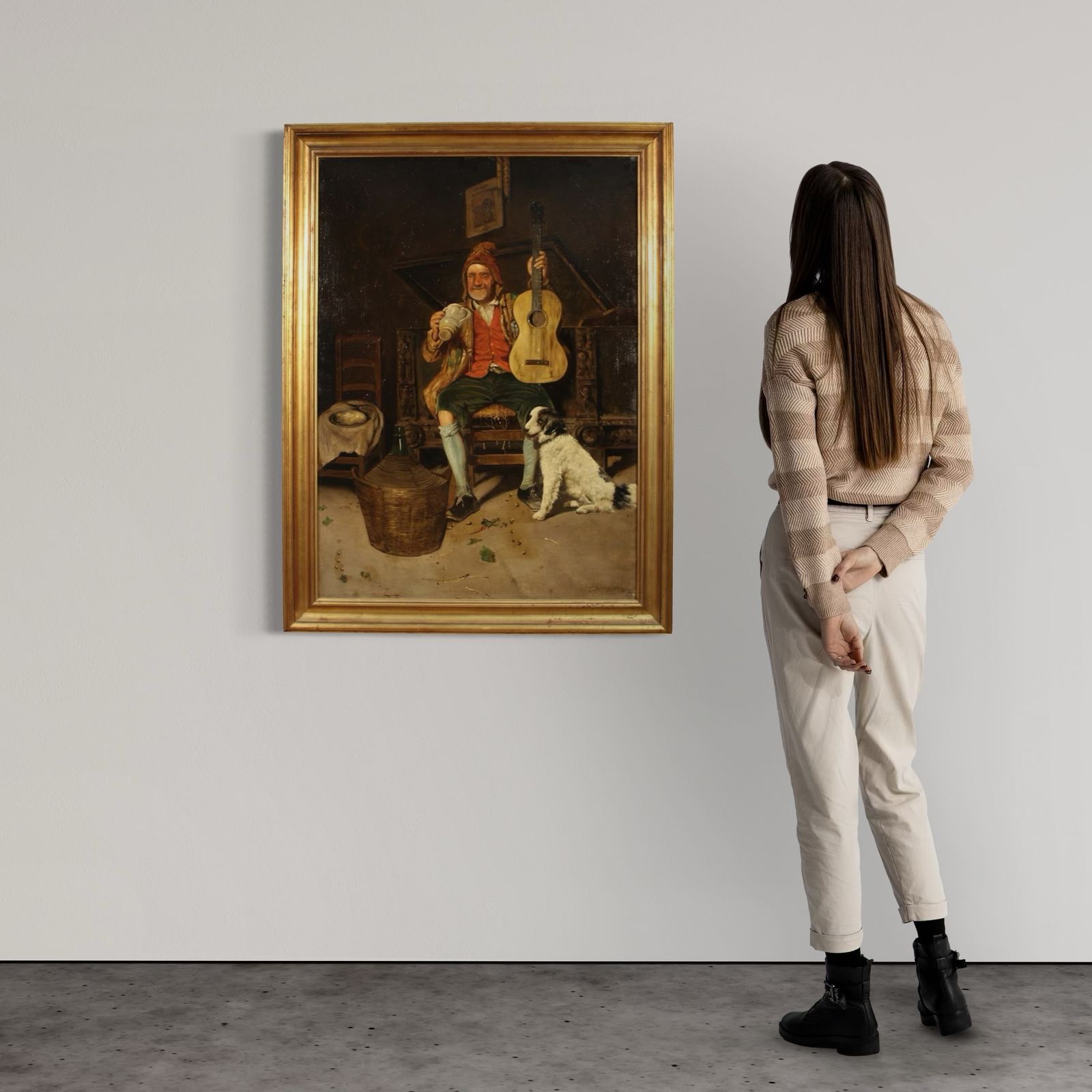 Antique Italian Genre Scene Painting From The 19th Century photo for sale