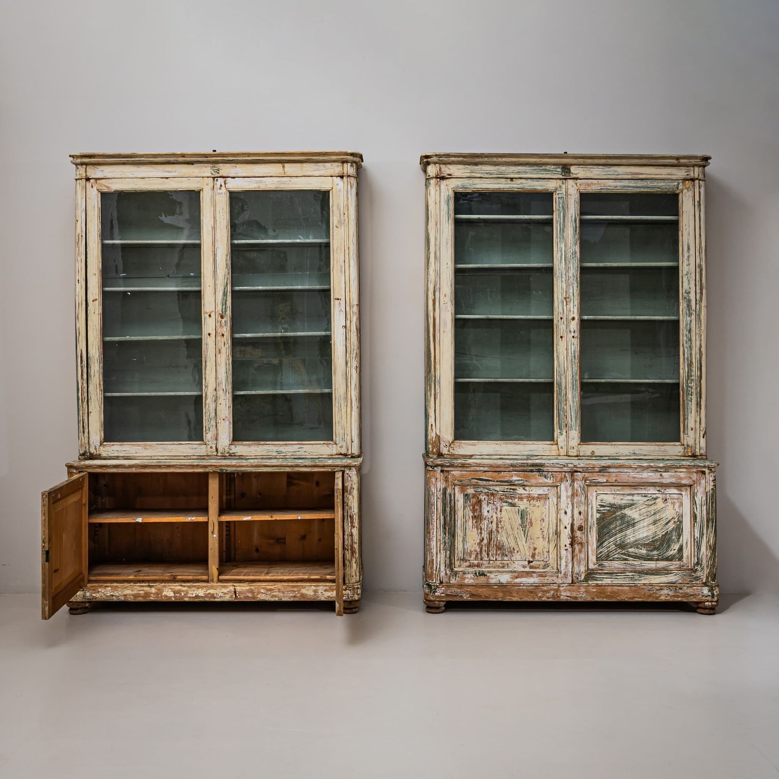 Furniture Pair Of Large Painted Library Cabinets, Italy, Circa 1840 photo