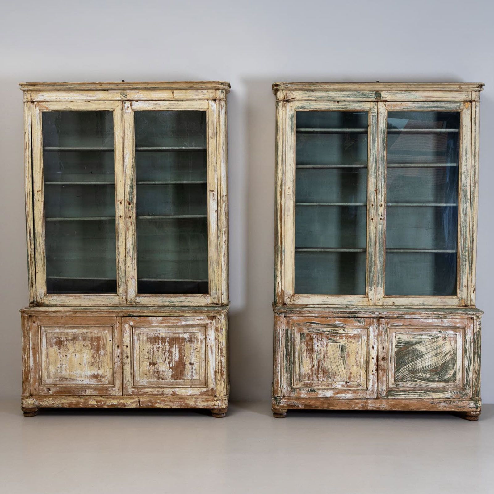 Pair Of Large Painted Library Cabinets, Italy, Circa 1840