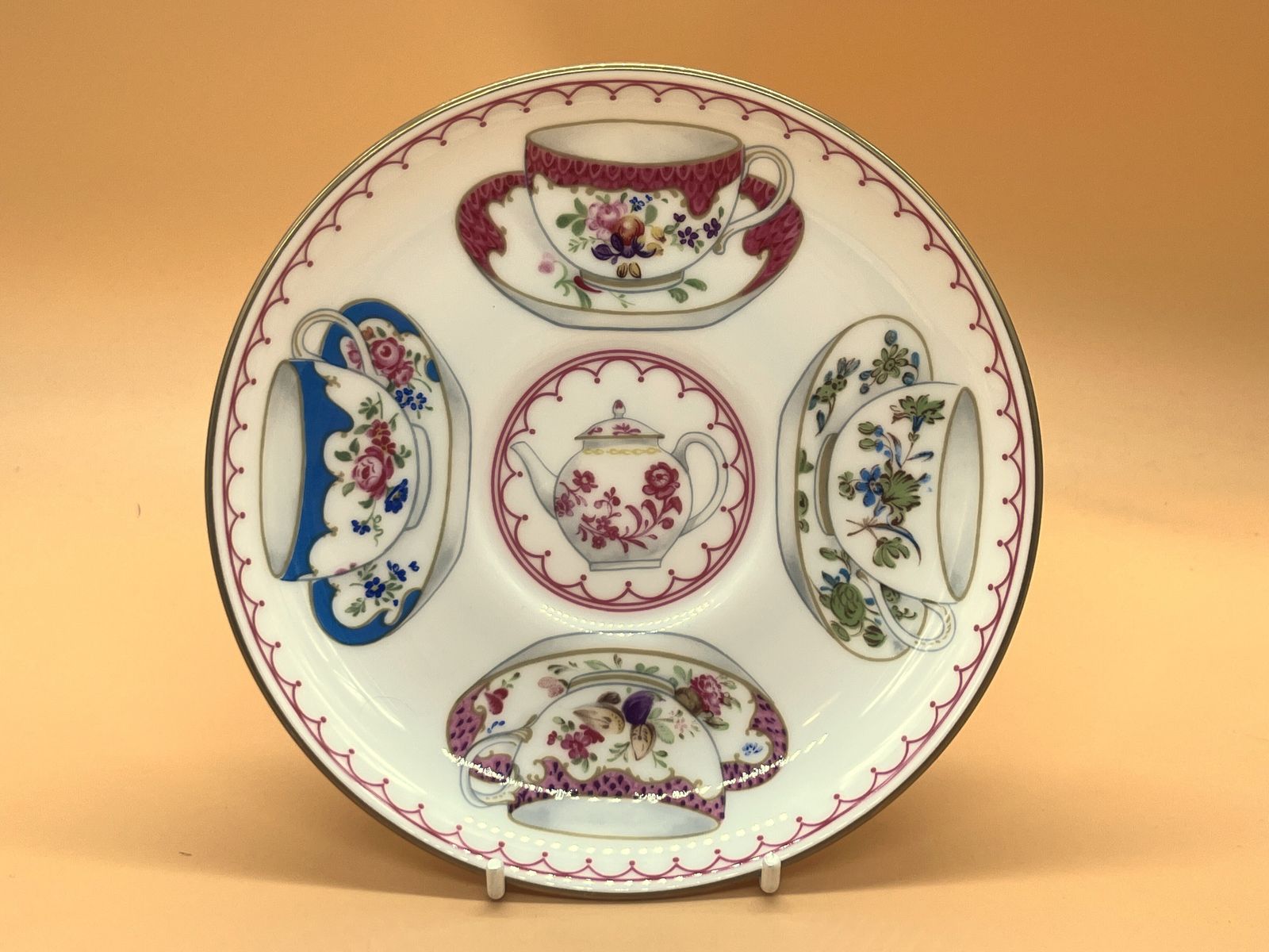 Royal Worcester China Cup Of Cups Design Pink Large Breakfast Tea Cup, Saucer & Plate Trio. photo for sale