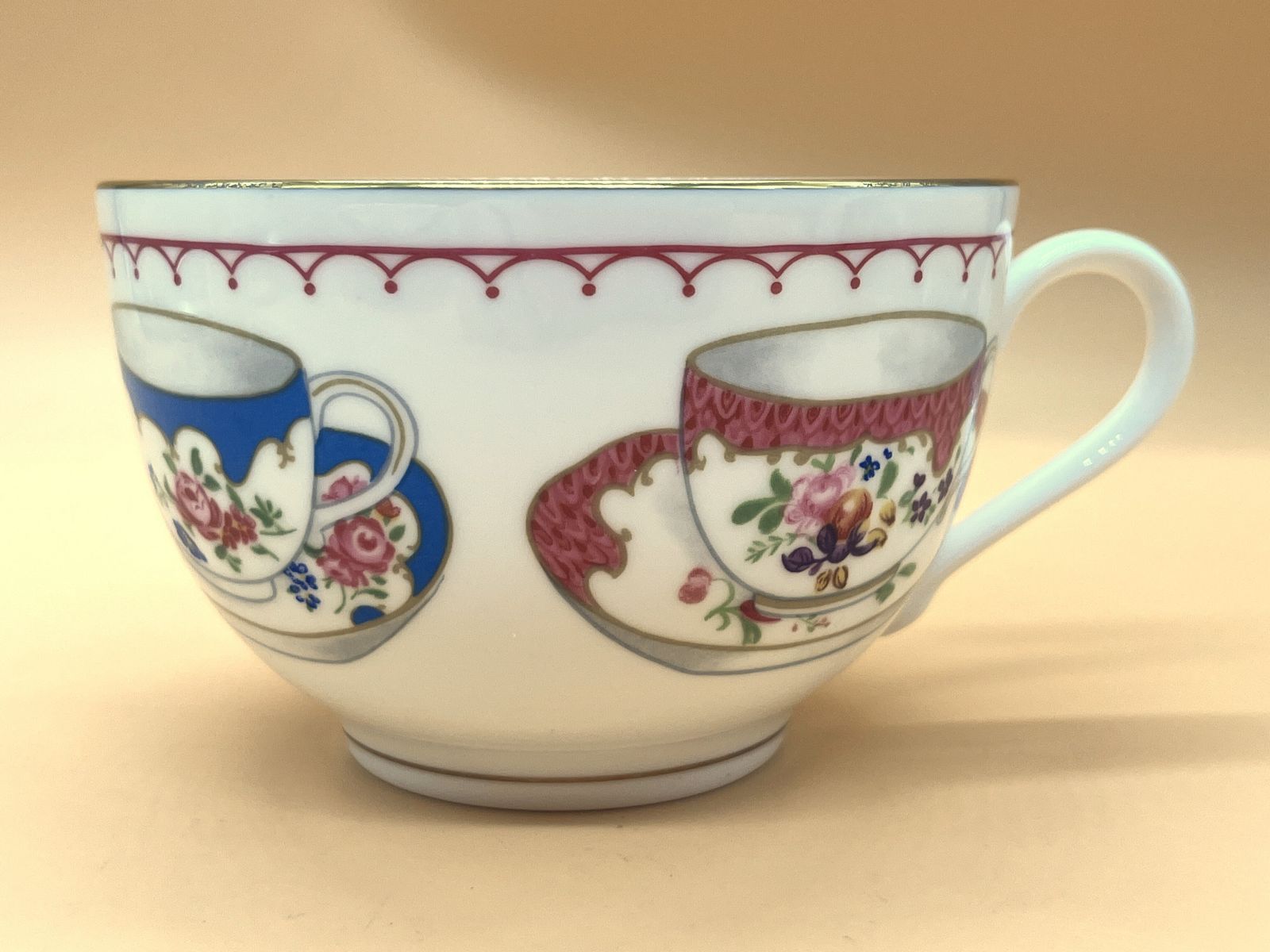 Royal Worcester China Cup Of Cups Design Pink Large Breakfast Tea Cup, Saucer & Plate Trio. photo vintage