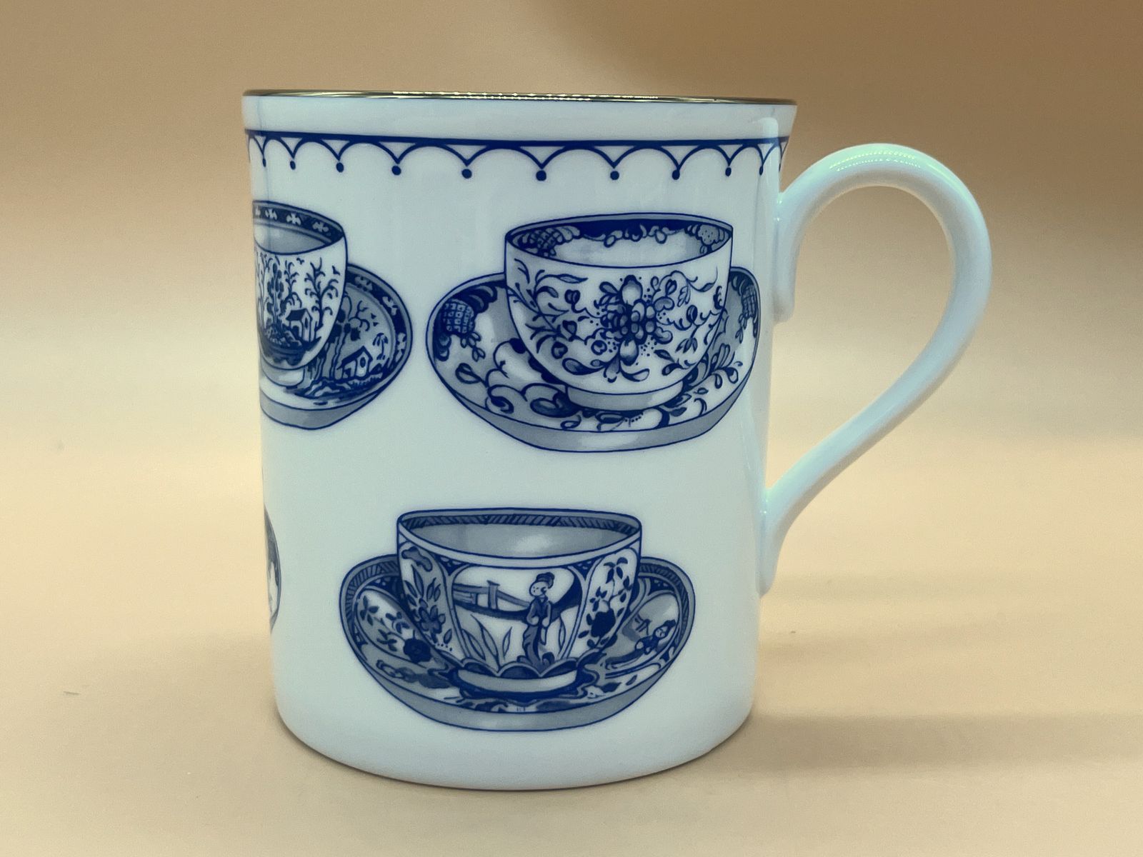 New Royal Worcester China Cup Of Cups Design Blue Beaker / Mug Boxed. photo buy