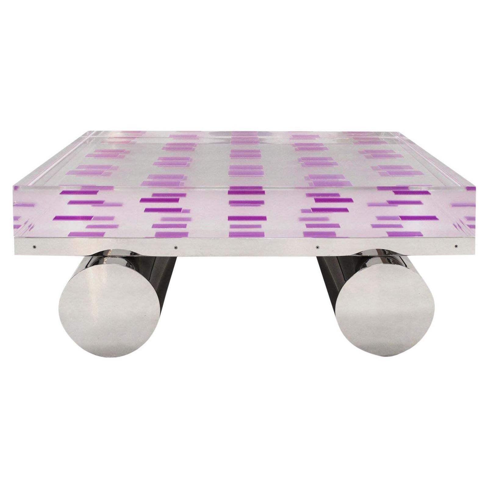 "On The Road" Coffe Table Made Of Plexiglass And Steel Base By Superego Studio