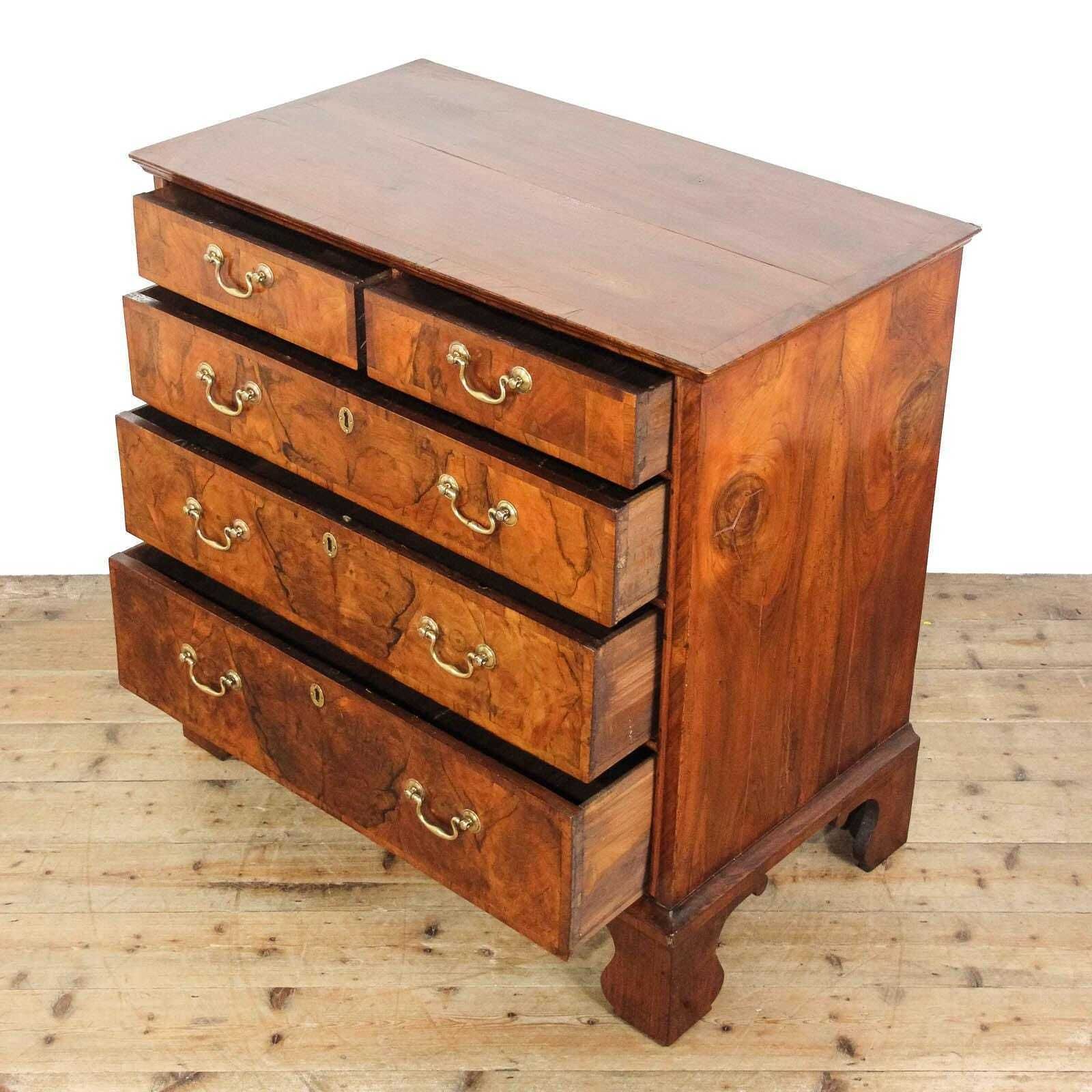 Antique Georgian Walnut Chest Of Drawers | Antique Storage | Bedroom Drawers | Antique Chest Of Drawer | Walnut Furniture (M 6512) photo for sale