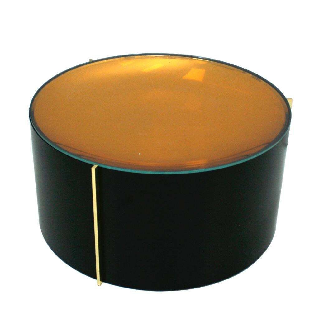 Mid Century Modern Style Colored Glass Metal And Brass Italian Coffee Table photo for sale