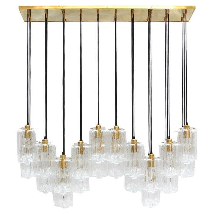 Contemporary Modern Italian Murano Glass And Brass Suspension Lamp
