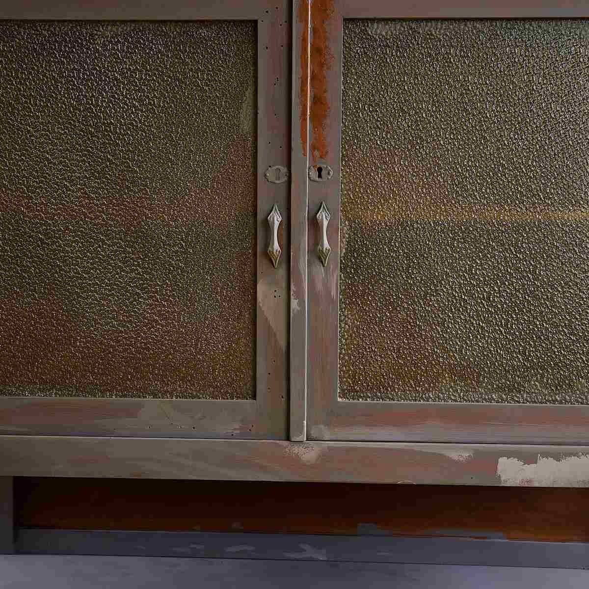 Vintage Wooden Sideboard With Showcases photo furniture
