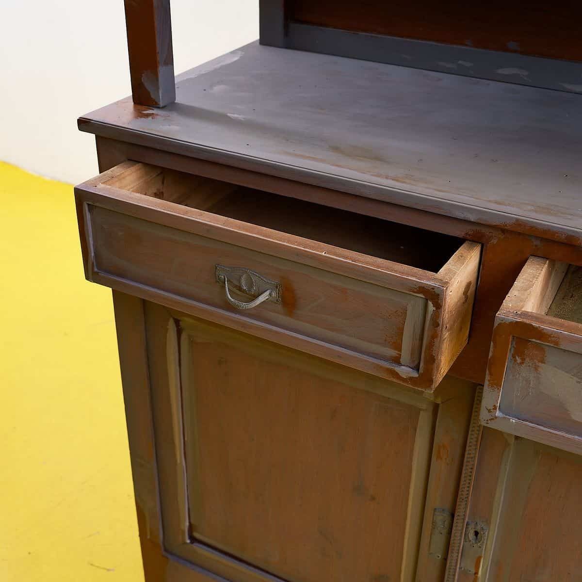 Vintage Wooden Sideboard With Showcases photo Furniture